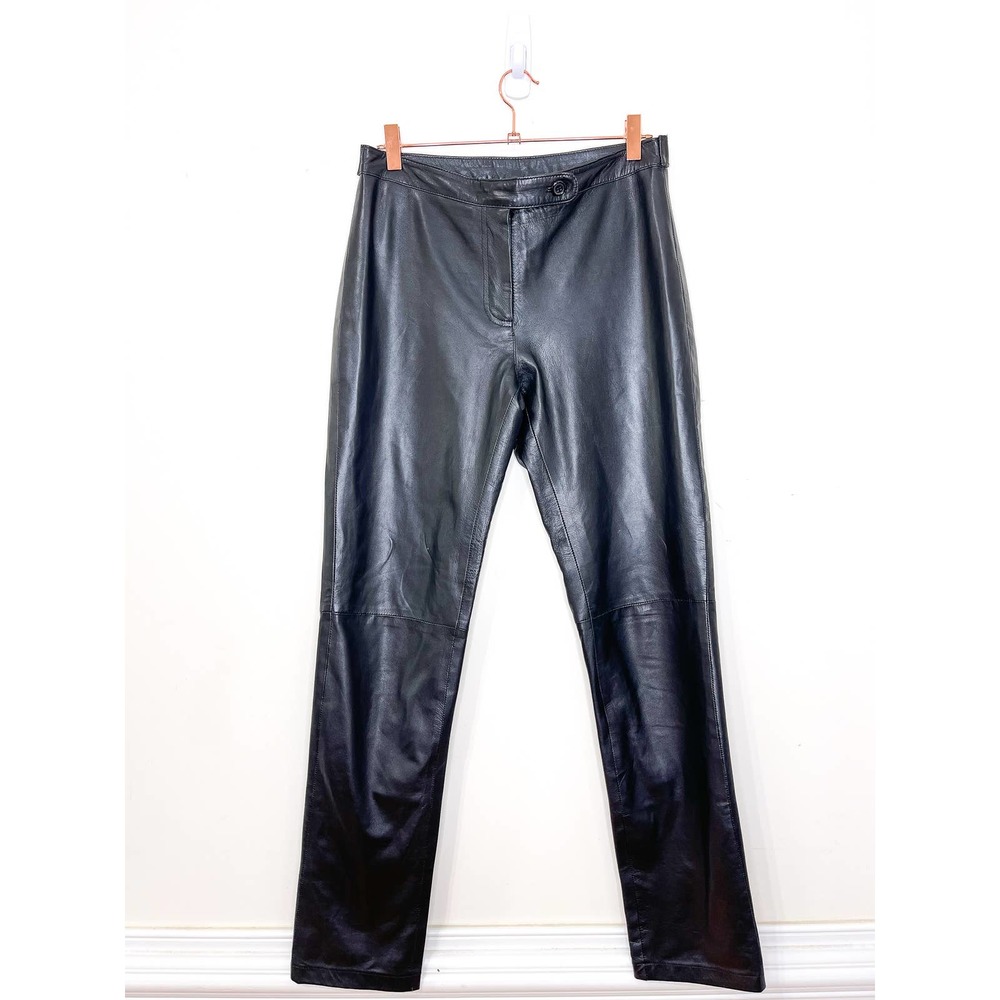 Caroll Paris Black 100% Leather Straight Leg Pants Size T 38